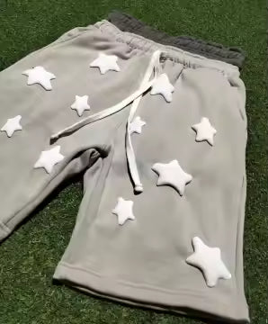 Gray Double Waist Biggie Mo Star Shorts