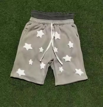 Gray Double Waist Biggie Mo Star Shorts