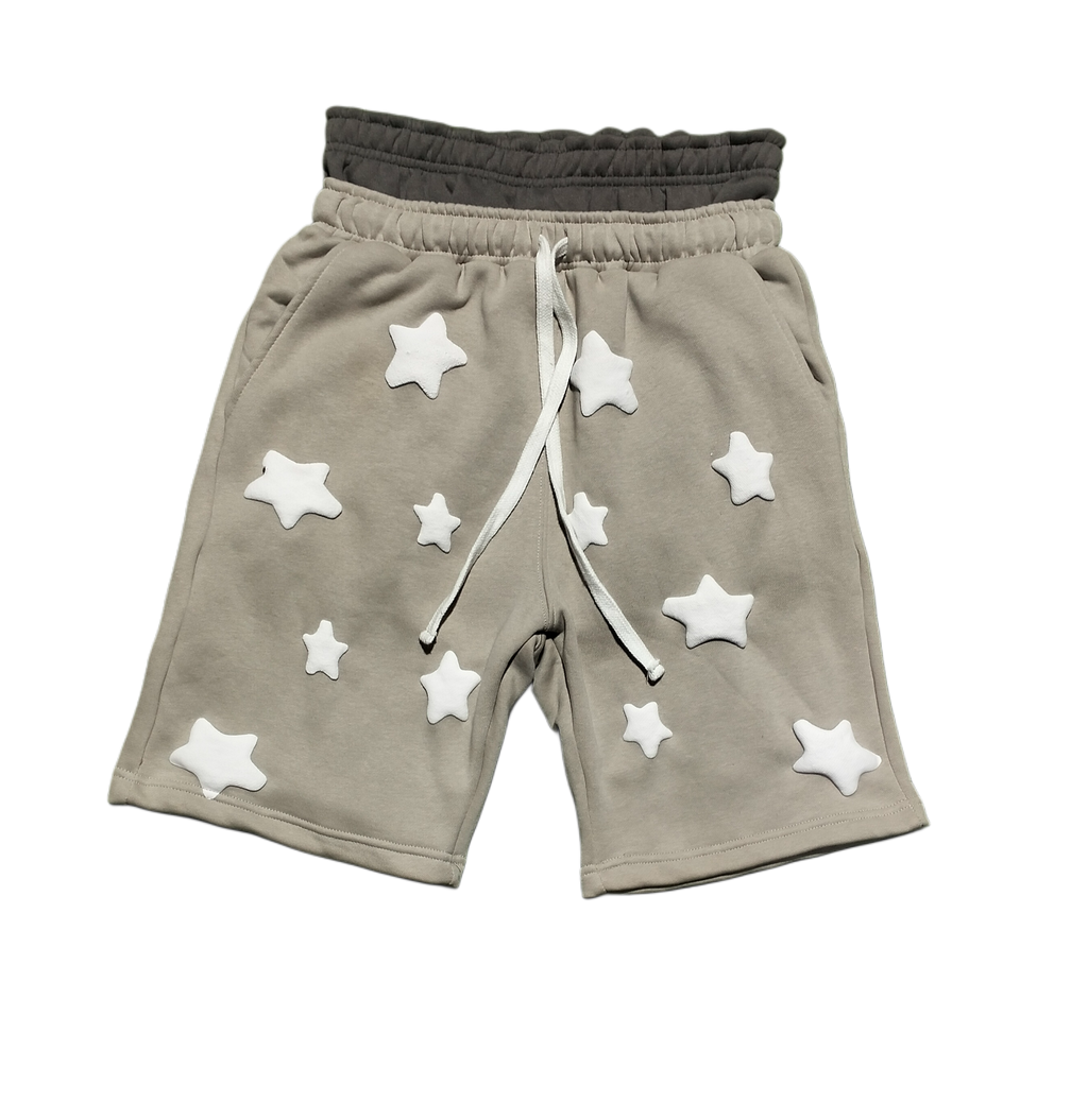 Gray Double Waist Biggie Mo Star Shorts