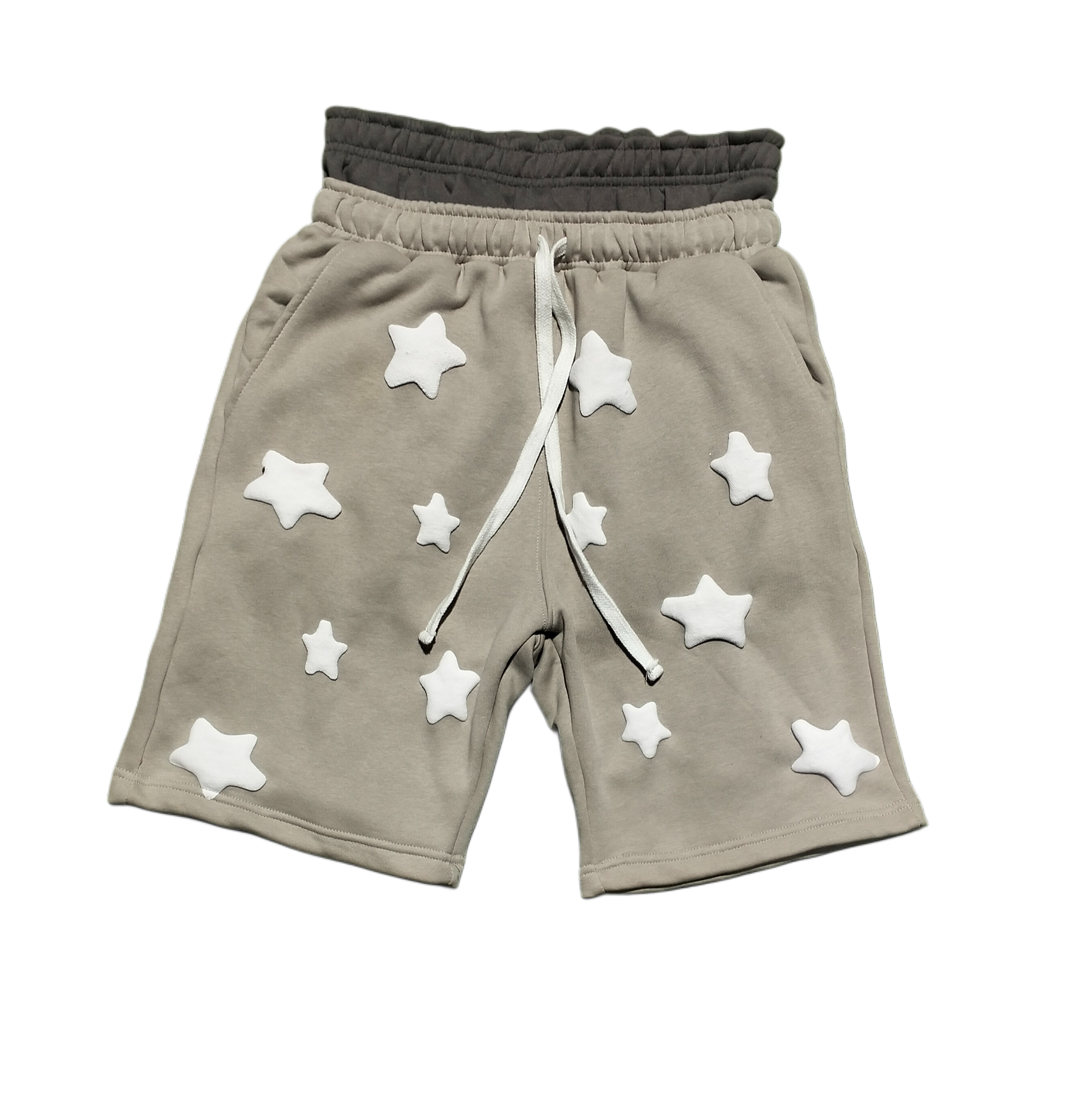 Gray Double Waist Biggie Mo Star Shorts